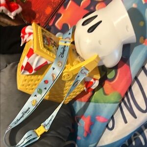 Mickey Mouse Yellow Basket with Cartoon Character and Blue Strap